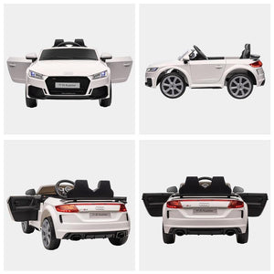 MACCHINA ELETTRICA PER BAMBINI 3-5 ANNI AUDI TT CON TELECOMANDO, PORTIERE APRIBILI E FARI LED, BIANCO