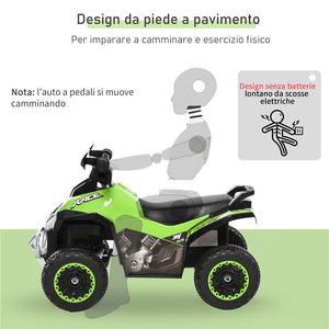QUAD PER BAMBINI 18-36 MESI A SPINTA MANUALE CON SUOI INTEGRATI, IN PP E METALLO, 44X67.5X38 CM, VERDE