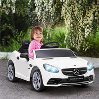 MACCHINA ELETTRICA PER BAMBINI LICENZA MERCEDES SLC 300 CON TELECOMANDO, IN PP E METALLO, 107X62.5X44 CM, BIANCO