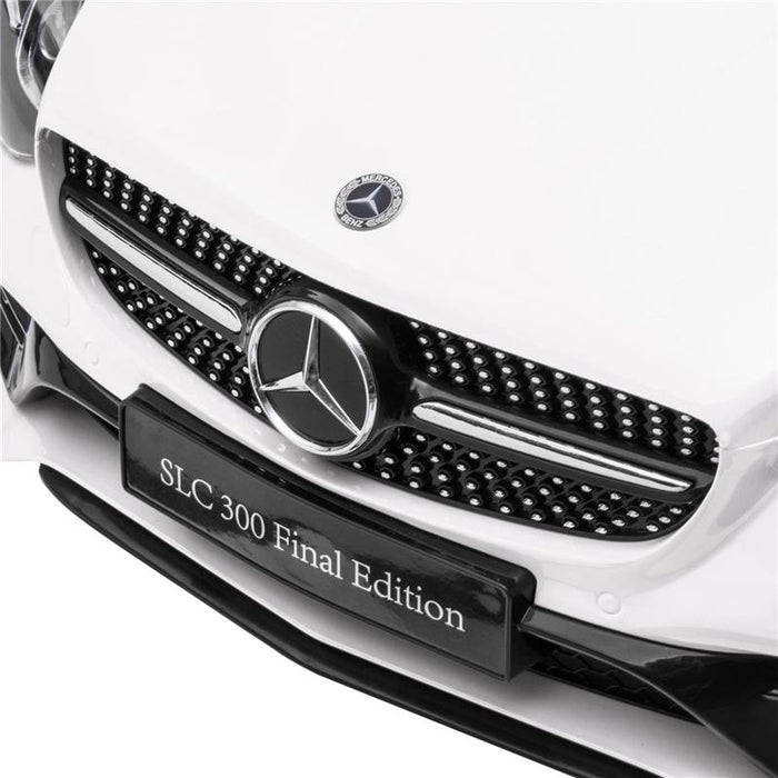 MACCHINA ELETTRICA PER BAMBINI LICENZA MERCEDES SLC 300 CON TELECOMANDO, IN PP E METALLO, 107X62.5X44 CM, BIANCO