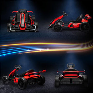 GO KART ELETTRICO PER BAMBINI 6-12 ANNI 24V 12KM/H CON SEGGIOLINO REGOLABILE, ROSSO