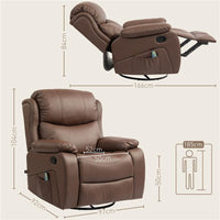 POLTRONA RELAX RECLINABILE CON 8 PUNTI MASSAGGIANTI, RISCALDANTI E POGGIAPIEDI, 97X92X104 CM, MARRONE