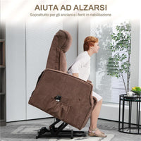 POLTRONA RELAX ALZAPERSONA CON 8 PUNTI MASSAGGIO, RECLINAZIONE A 135¦ E 2 TELECOMANDI, MARRONE