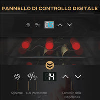 CANTINETTA FRIGORIFERO PER 18 BOTTIGLIE DI VINO CON DISPLAY DIGITALE, LUCE LED E CONTROLLO TEMPERATURA, NERO