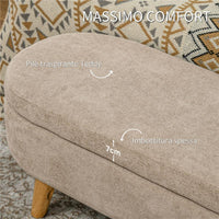 PANCA FONDO LETTO IMBOTTITA CON SPAZIO PORTAOGGETTI A SCOMPARSA, IN LEGNO E POLIESTERE, 110X40X43 CM, BEIGE