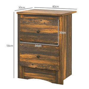 COMODINO CON 2 CASSETTI DALLO STILE RUSTICO IN LEGNO, 40X30X56 CM, MARRONE