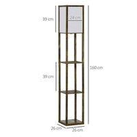 LAMPADA DA TERRA CON 3 MENSOLE INTEGRATE, ATTACCO E27 POTENZA 40W, 26X26X160CM, COLORE LEGNO