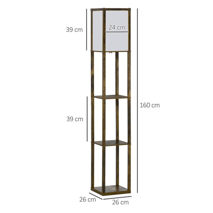 LAMPADA DA TERRA CON 3 MENSOLE INTEGRATE, ATTACCO E27 POTENZA 40W, 26X26X160CM, COLORE LEGNO