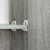 ARMADIETTO CON SPECCHIO A 4 SEZIONI CON RIPIANI REGOLABILI, IN LEGNO E VETRO, 90X15X75 CM, GRIGIO