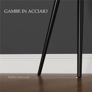 SET 2 SEDIE PER SALA DA PRANZO MODERNE CON BRACCIOLI, SEDUTA IMBOTTITA E GAMBE IN ACCIAIO, 54X57X80CM, NERO