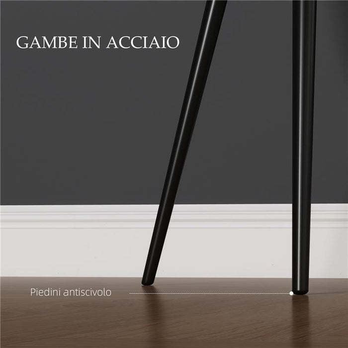 SET 2 SEDIE PER SALA DA PRANZO MODERNE CON BRACCIOLI, SEDUTA IMBOTTITA E GAMBE IN ACCIAIO, 54X57X80CM, NERO