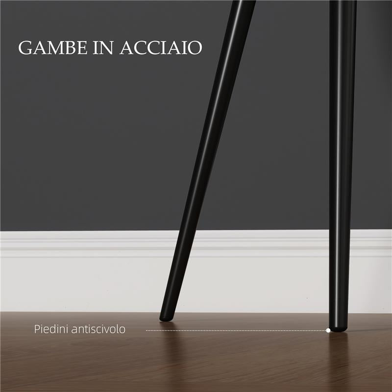 SET 2 SEDIE PER SALA DA PRANZO MODERNE CON BRACCIOLI, SEDUTA IMBOTTITA E GAMBE IN ACCIAIO, 54X57X80CM, NERO