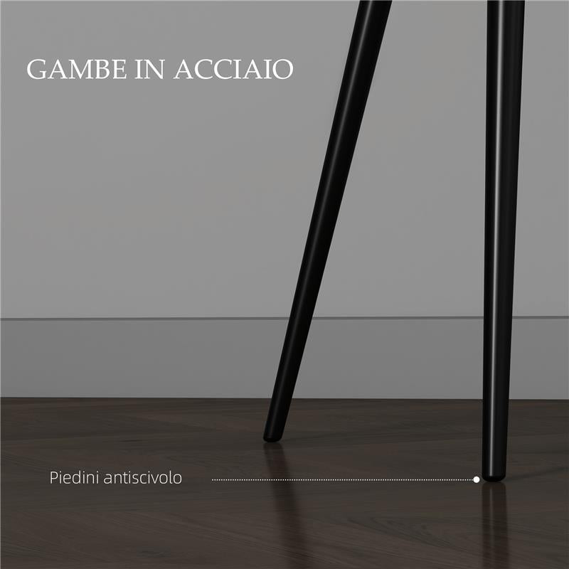 SET 2 SEDIE DA PRANZO NORDICHE IMBOTTITE CON BRACCIOLI RICURVI IN TESSUTO EFFETTO VELLUTO, 54X57X80 CM, GRIGIO SCURO