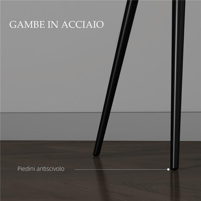 SET 2 SEDIE DA PRANZO NORDICHE IMBOTTITE CON BRACCIOLI RICURVI IN TESSUTO EFFETTO VELLUTO, 54X57X80 CM, GRIGIO SCURO