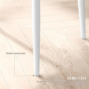 SET DI 6 SEDIE DA PRANZO MODERNE CON SCHIENALE ALTO IN FINTA PELLE E ACCIAIO, 41X50X97 CM, BIANCO