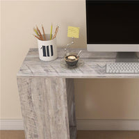 SCRIVANIA ANGOLARE SALVASPAZIO CON RIPIANO A S, IN LEGNO, 140X120X78 CM, GRIGIO EFFETTO LEGNO