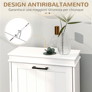 SCARPIERA MODERNA CON 2 CASSETTI RIBALTABILI PER 10 PAIA DI SCARPE E RIPIANO REGOLABILE, 54X24X82.5CM, BIANCO