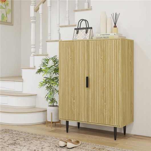 SCARPIERA SALVASPAZIO PER 15 PAIA DI SCARPE CON 4 RIPIANI REGOLABILI, 80X38X110CM, ROVERE