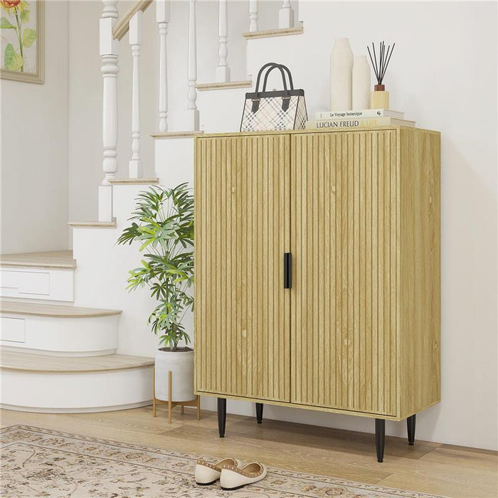 SCARPIERA SALVASPAZIO PER 15 PAIA DI SCARPE CON 4 RIPIANI REGOLABILI, 80X38X110CM, ROVERE