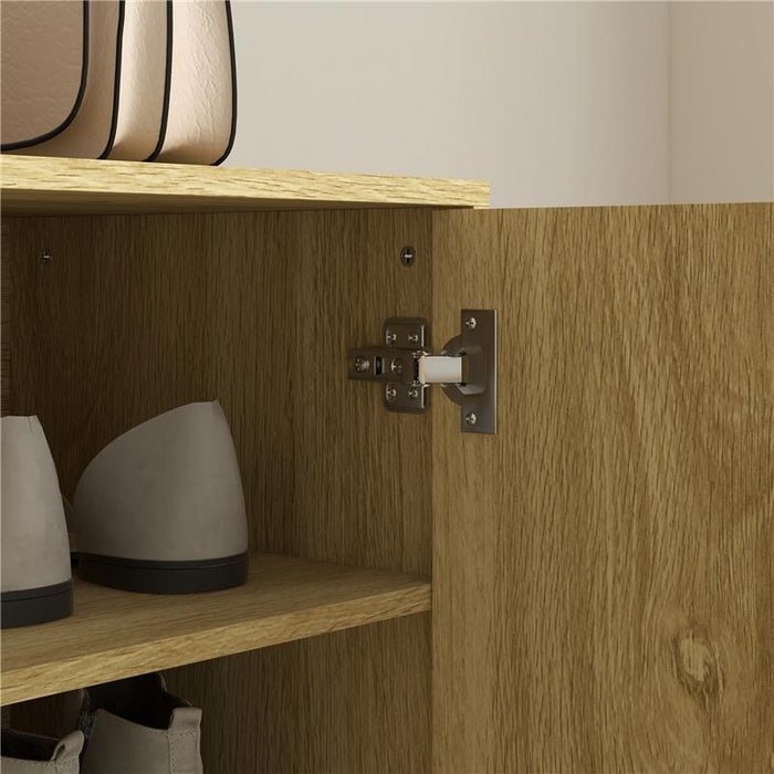 SCARPIERA SALVASPAZIO PER 15 PAIA DI SCARPE CON 4 RIPIANI REGOLABILI, 80X38X110CM, ROVERE