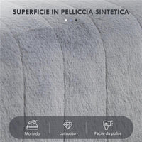 PANCA FONDO LETTO IMBOTTITA IN FINTA PELLE, LEGNO E METALLO, 82X30X47 CM, GRIGIA E NERA