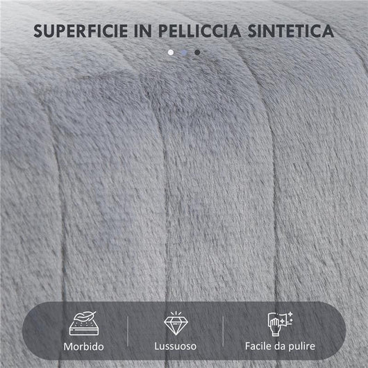 PANCA FONDO LETTO IMBOTTITA IN FINTA PELLE, LEGNO E METALLO, 82X30X47 CM, GRIGIA E NERA