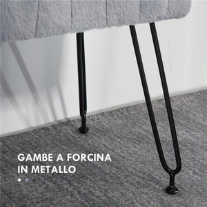 PANCA FONDO LETTO IMBOTTITA IN FINTA PELLE, LEGNO E METALLO, 82X30X47 CM, GRIGIA E NERA