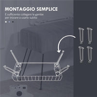 PANCA FONDO LETTO IMBOTTITA IN FINTA PELLE, LEGNO E METALLO, 82X30X47 CM, GRIGIA E NERA