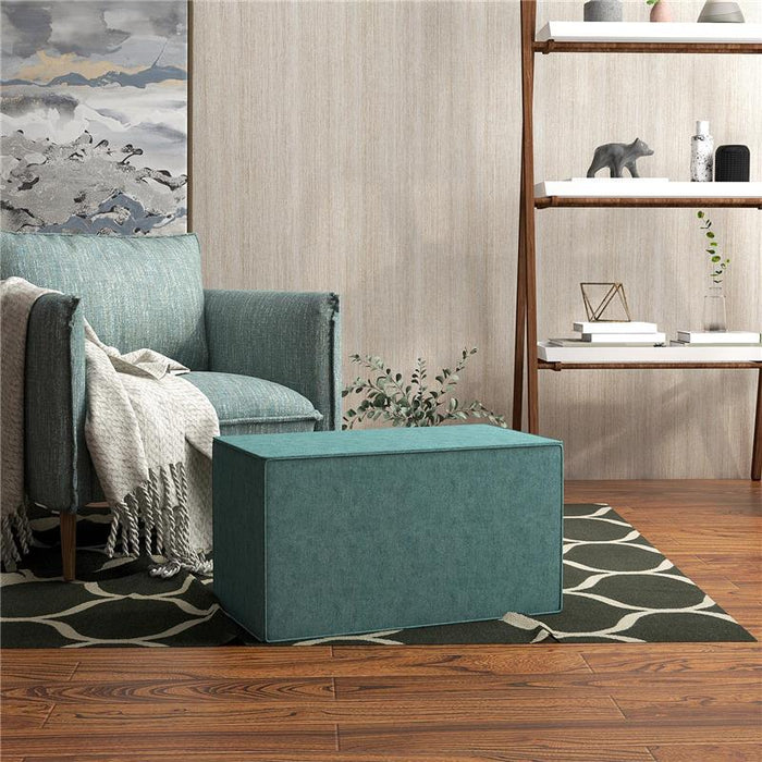 POGGIAPIEDI 2 IN 1 CON RIVESTIMENTO RIMOVIBILE IN TESSUTO EFFETTO LINO, 75X41X41 CM, VERDE