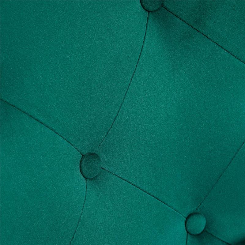 POLTRONA A DONDOLO IN VELLUTO CON SCHIENALE ALTO A BOTTONI, CUSCINO E BRACCIOLI, VERDE