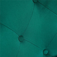 POLTRONA A DONDOLO IN VELLUTO CON SCHIENALE ALTO A BOTTONI, CUSCINO E BRACCIOLI, VERDE