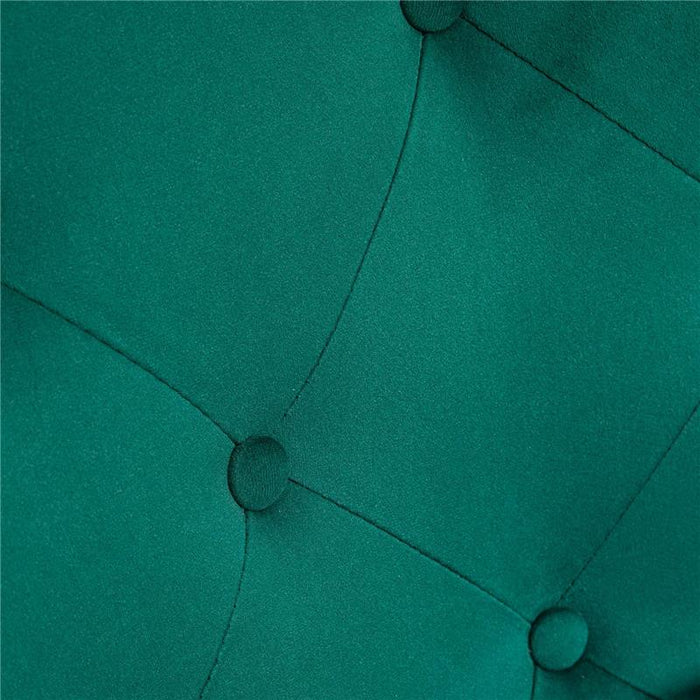 POLTRONA A DONDOLO IN VELLUTO CON SCHIENALE ALTO A BOTTONI, CUSCINO E BRACCIOLI, VERDE