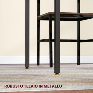 TAVOLO DA PRANZO A RIBALTA STILE INDUSTRIALE PER 2-4 PERSONE IN LEGNO E METALLO, 120X79X79 CM, MARRONE RUSTICO