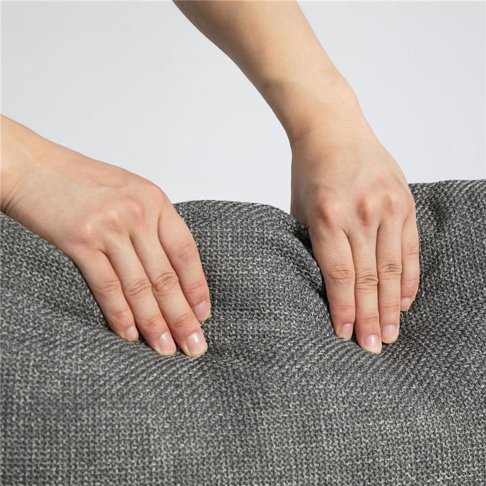 DIVANO 3 POSTI IN TESSUTO CON CUSCINI IMBOTTITI E RIVESTIMENTO EFFETTO LINO, 237X94X102CM, GRIGIO