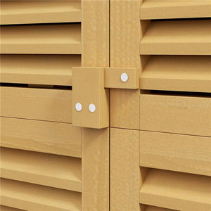 CASETTA DA GIARDINO I LEGNO A 4 RIPIANI CON ANTA A PERSIANA, 87X46.5X160 CM, GIALLO E VERDE