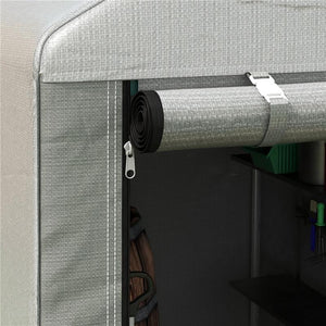 CAPANNO ATTREZZI TENDA GARAGE CON COPERTURA ANTI UV E TELAIO IN METALLO, 120X179X165CM, GRIGIO CHIARO