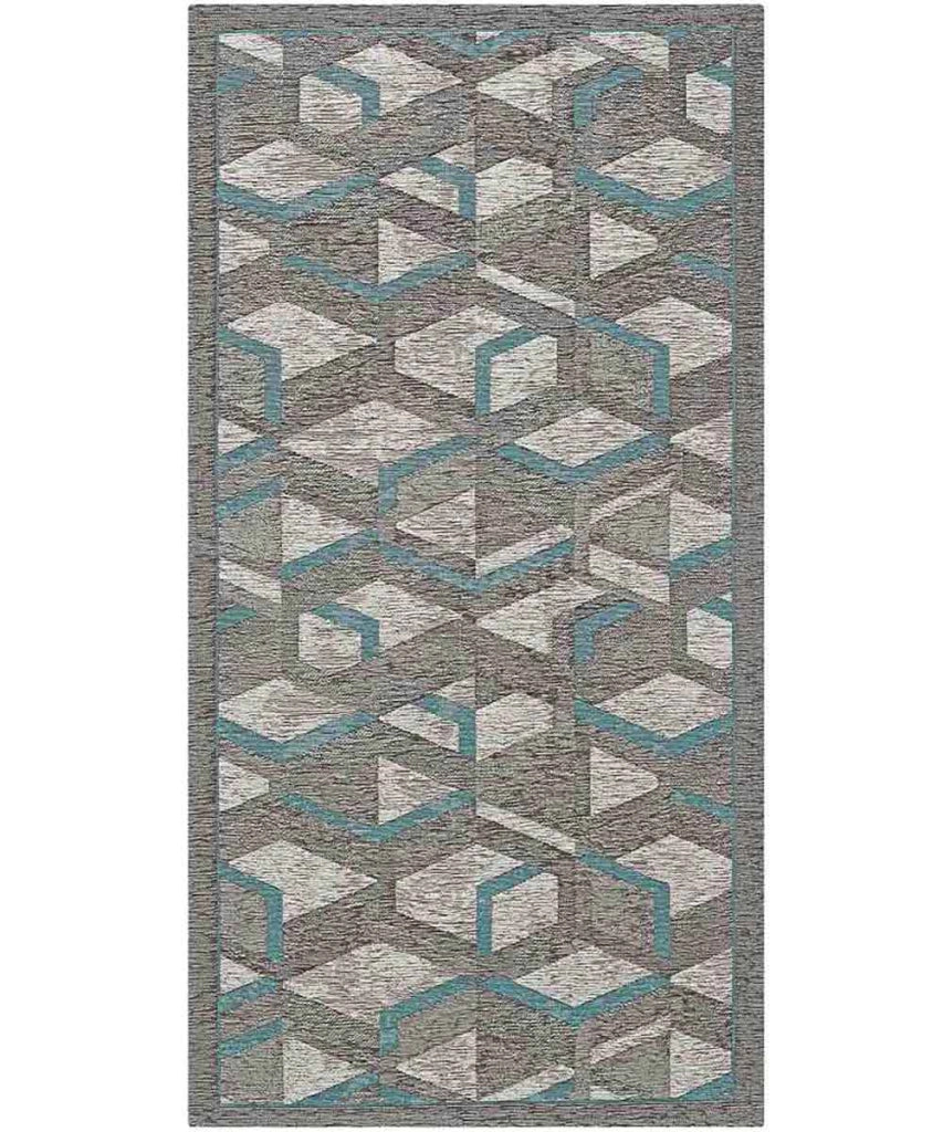 Tappeto HYPNOTIC grigio azzurro cm.55x140 moderno geometrico multiuso lavabile antiscivolo