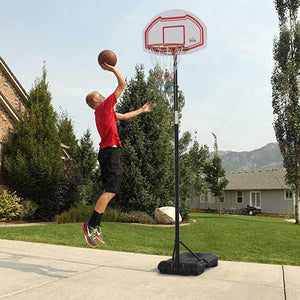 CANESTRO BASKET AD ALTEZZA REGOLABILE CON BASE RIEMPIBILE E 2 RUOTE, IN ACCIAIO, PE E HDPE, 70X45X2 CM