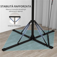 SUPPORTO SACCO BOXE AD ALTEZZA REGOLABILE CON 6 BARRE DI RINFORZO IN ACCIAIO, 160X145X175-220 CM, NERO