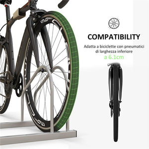 RASTRELLIERA PER 2 BICICLETTE IN ACCIAIO CON POSIZIONE REGOLABILE, 50X34X27.5 CM, ARGENTO