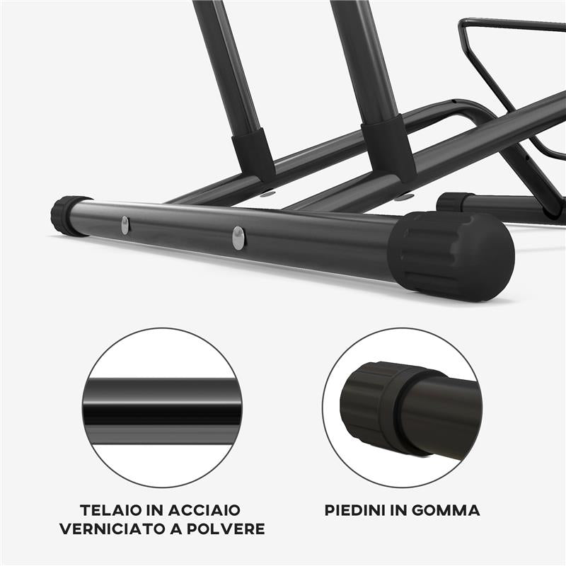 CAVALLETTO PORTABICI PER PNEUMATICI < 8.5 CM IN ACCIAIO, 59X41X38 CM, NERO