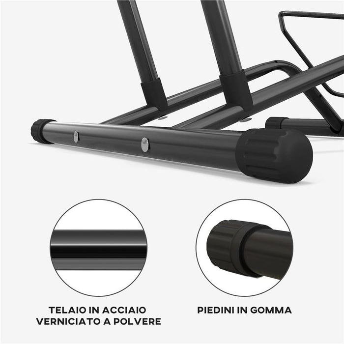 CAVALLETTO PORTABICI PER PNEUMATICI < 8.5 CM IN ACCIAIO, 59X41X38 CM, NERO