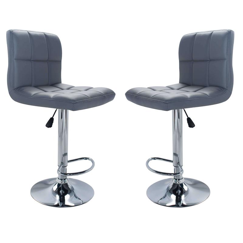 SGABELLO DA BAR ISAAC IN METALLO E SIMILPELLE DI COLORE GRIGIO