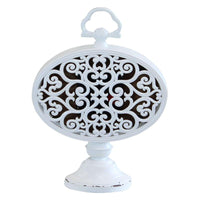 OROLOGIO DA APPOGGIO LUDOVIC TONDO IN FERRO BIANCO 16,5 X 8,5 X H22,5 CM