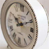 OROLOGIO DA APPOGGIO MARIN TONDO IN FERRO BIANCO 14 X 5,5 X H18,5 CM