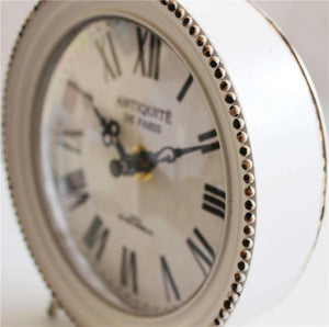 OROLOGIO DA APPOGGIO MARIN TONDO IN FERRO BIANCO 14 X 5,5 X H18,5 CM