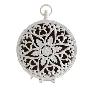 OROLOGIO DA APPOGGIO MARIN TONDO IN FERRO BIANCO 14 X 5,5 X H18,5 CM