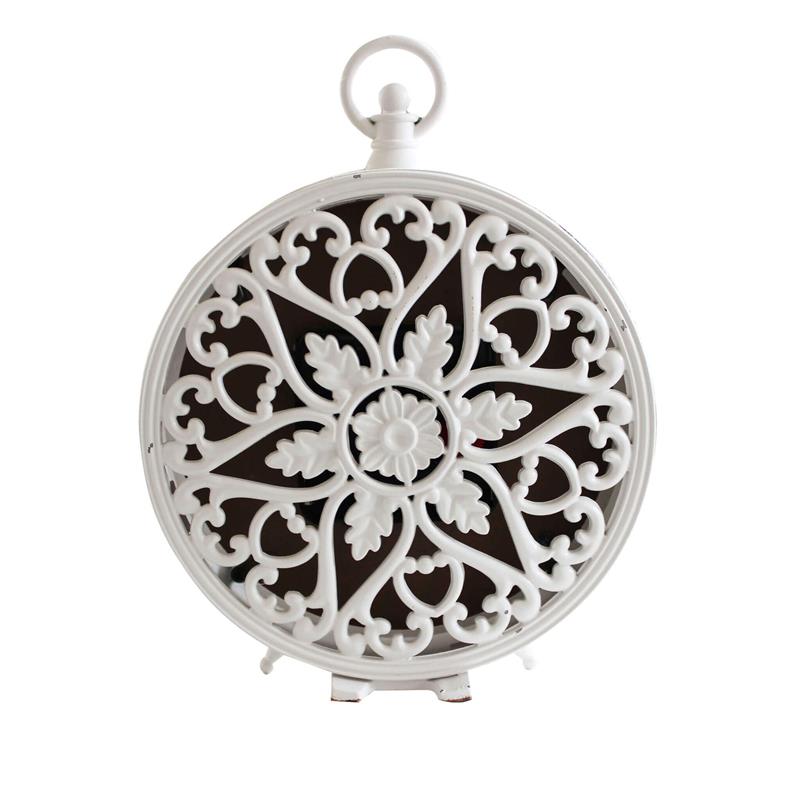 OROLOGIO DA APPOGGIO MARIN TONDO IN FERRO BIANCO 14 X 5,5 X H18,5 CM