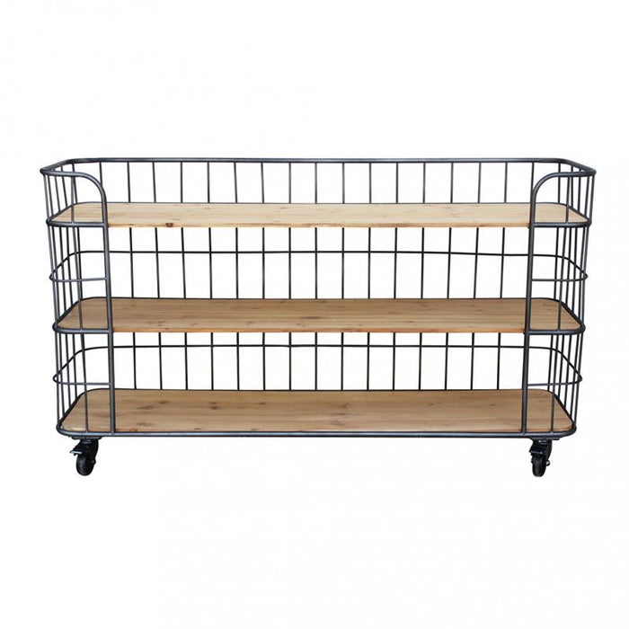 MOBILE ABNER IN FERRO E LEGNO CON 3 RIPIANI DIMENSIONI CM 170 X 43,5 X 85 H