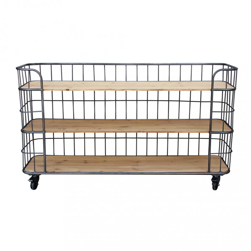 MOBILE ABNER IN FERRO E LEGNO CON 3 RIPIANI DIMENSIONI CM 170 X 43,5 X 85 H